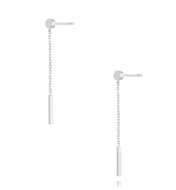 Kolczyki srebrne patyczki z łańcuszkiem Minimalist Chic  KSA1776