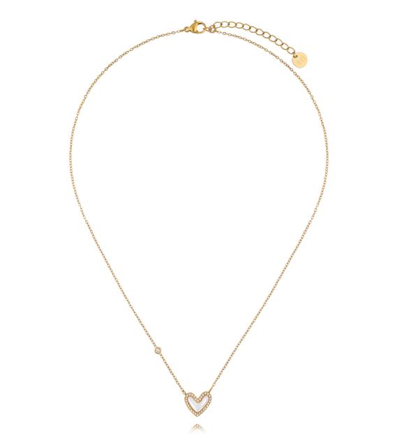 Naszyjnik z sercem z masy perłowej i cyrkoniami NSY0856