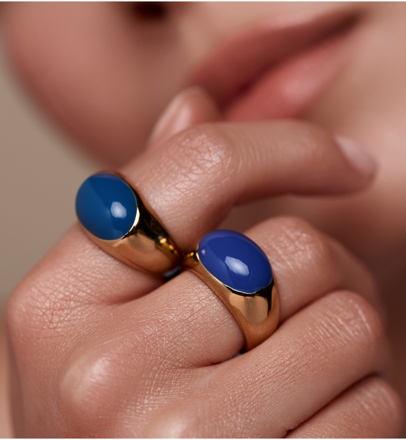Pierścionek z kobaltową emalią PSA1235