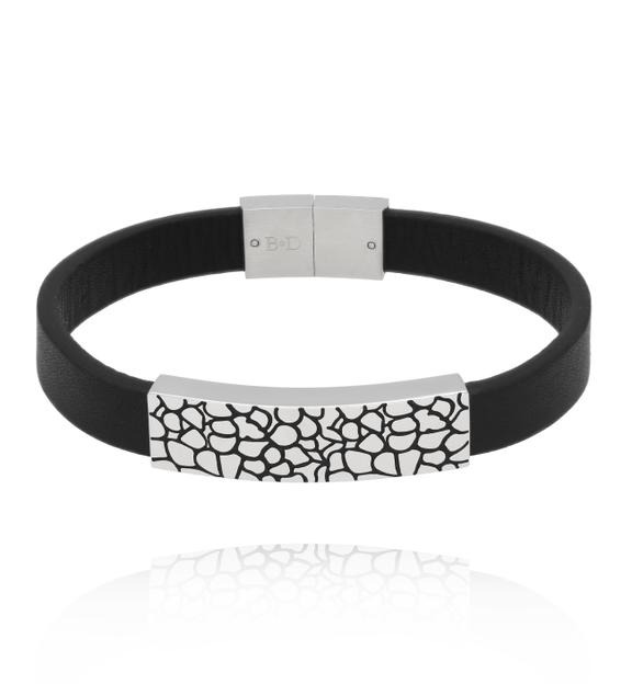 Bransoletka męska czarna skórzana BMITC0996