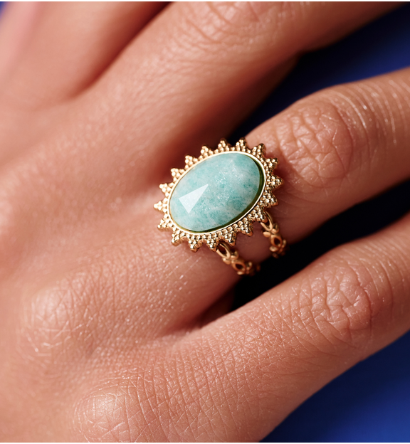 Pierścionek z amazonitem PEA0059