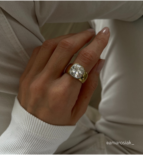 Pierścionek złoty z kryształem Glisser PSA0860