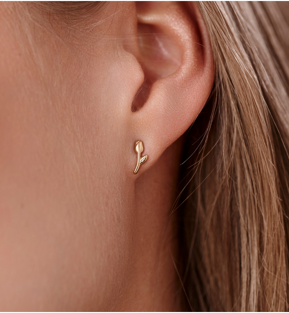 Kolczyki wkrętki w kształcie tulipana złote KSY0610