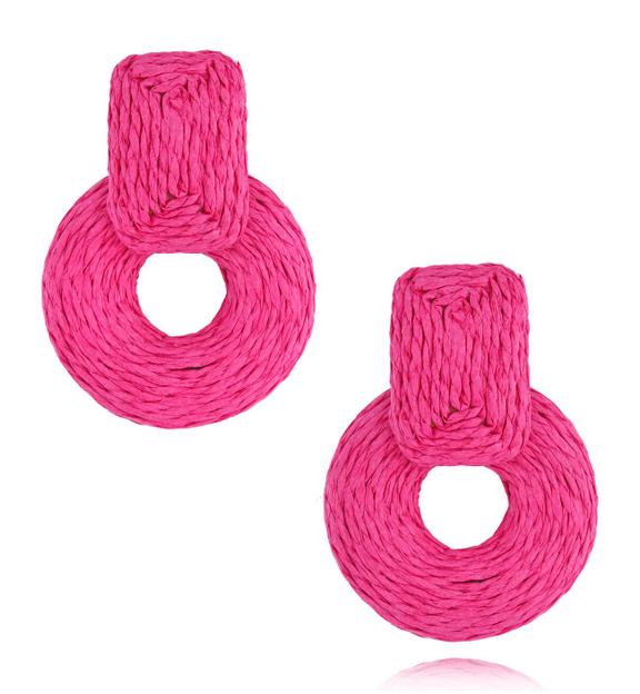 Kolczyki fuksjowe ze sznurkiem Modern Organic KSO0004