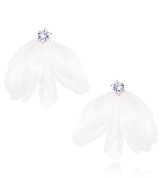Kolczyki z szyfonu białe Water Lily KBL1592