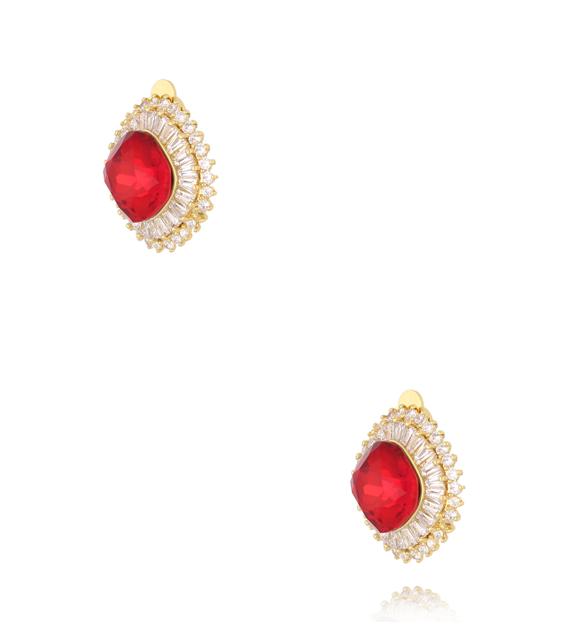 Klipsy z czerwonymi i transparentnymi cyrkoniami  KSS2234