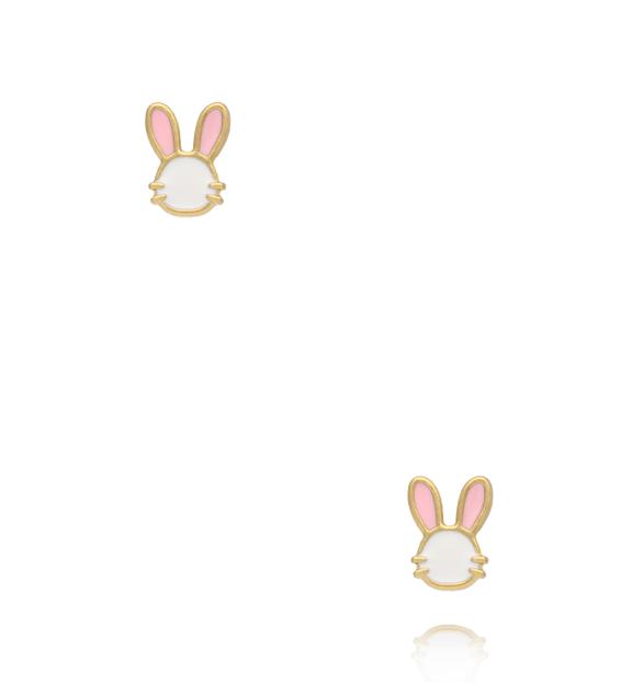 Kolczyki króliczki z różową emalią KSY0679