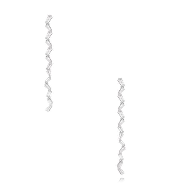 Kolczyki z transparentnymi kryształkami długie srebrne KSS2179