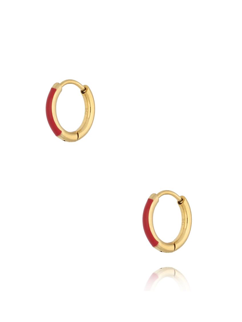 Kolczyki złote koła z bordową emalią Enamel Small Hoops KSA1726