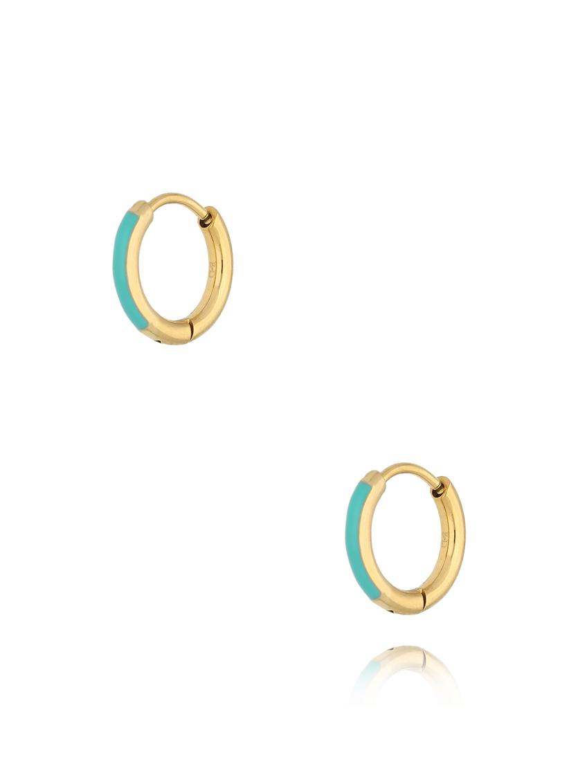 Kolczyki złote koła z turkusową emalią Enamel Small Hoops KSA1730