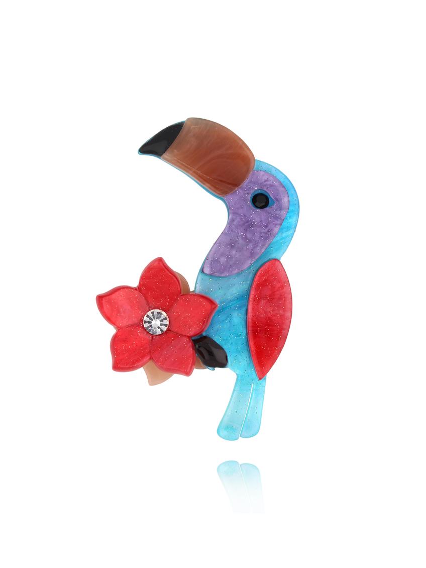 Broszka z kolorowymi tukanem Toucan BRZA0065