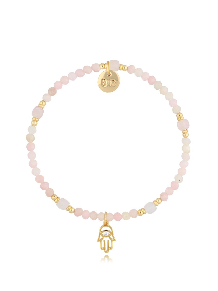 Bransoletka różowa z ręką Fatimy Pink Stones BTW2182