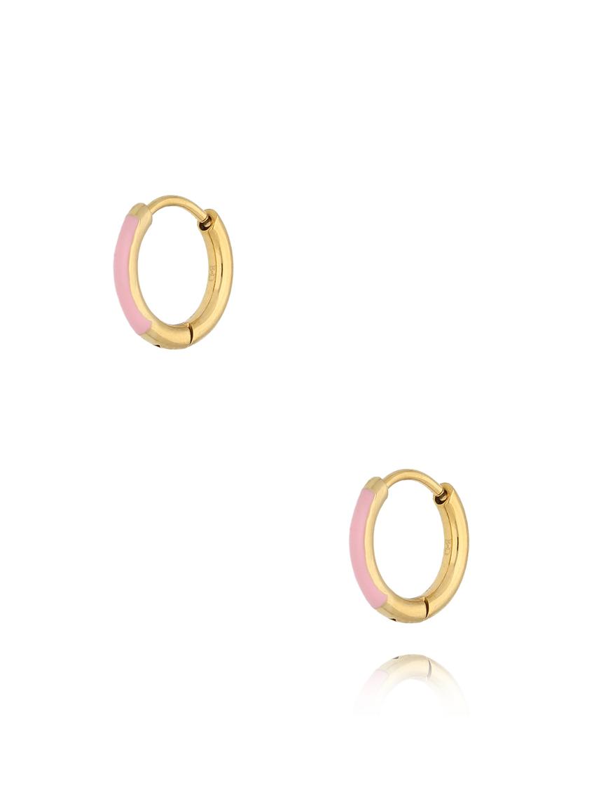 Kolczyki złote koła z różową emalią Enamel Small Hoops KSA1724