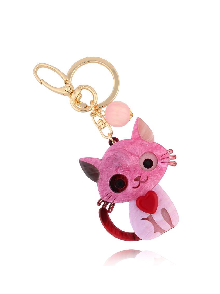 Brelok z fuksjowym kotkiem Cat Lover BREZA0085