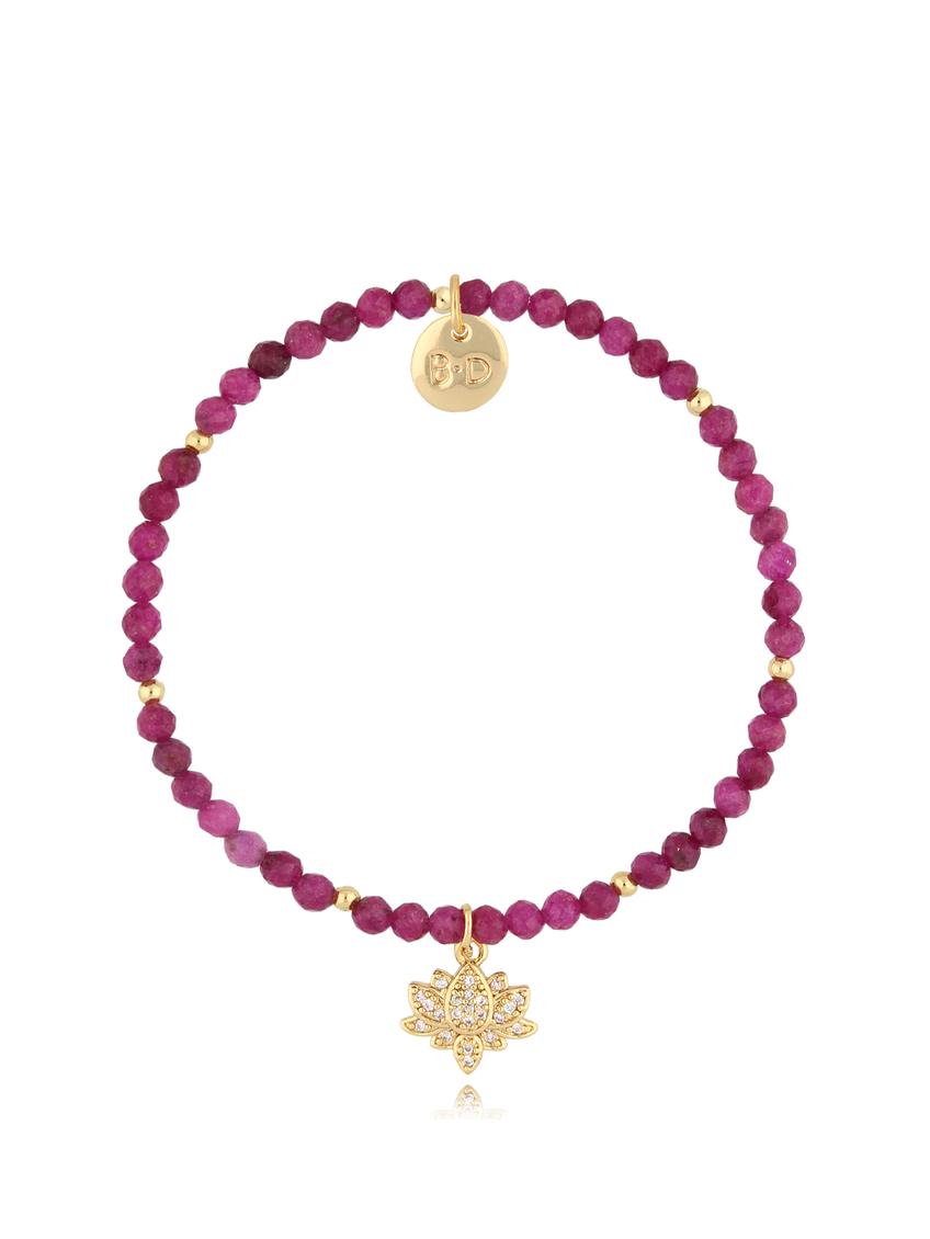 Bransoletka z rubinami i kwiatem lotosu Ruby Flower BTW2264