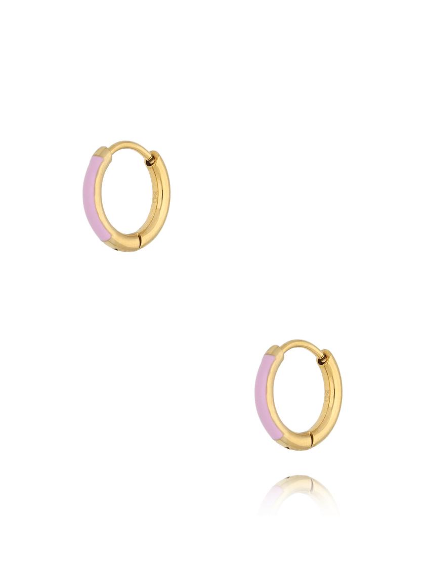 Kolczyki złote koła z liliową emalią Enamel Small Hoops KSA1723