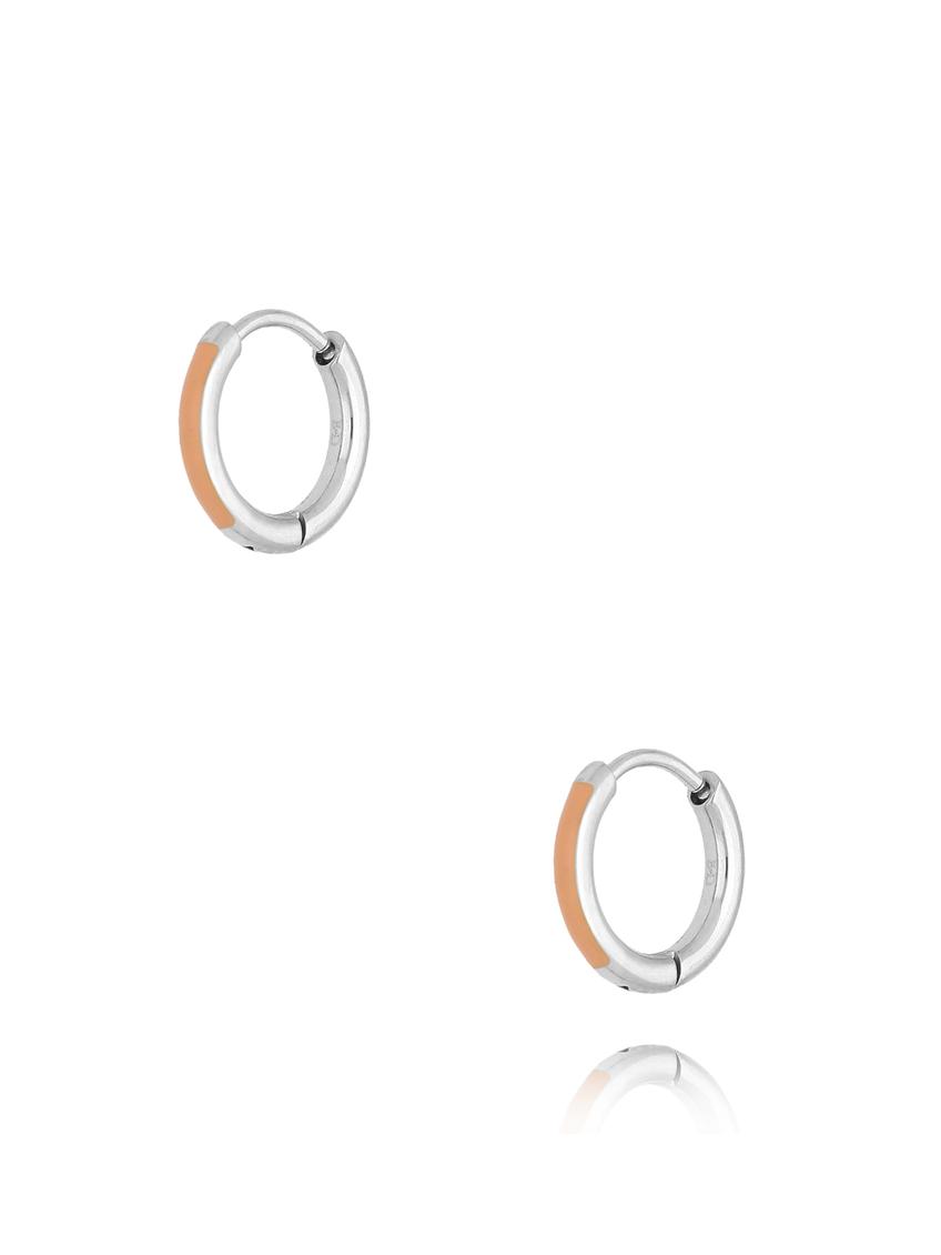 Kolczyki srebrne koła z brzoskwiniową emalią Enamel Small Hoops KSA1597