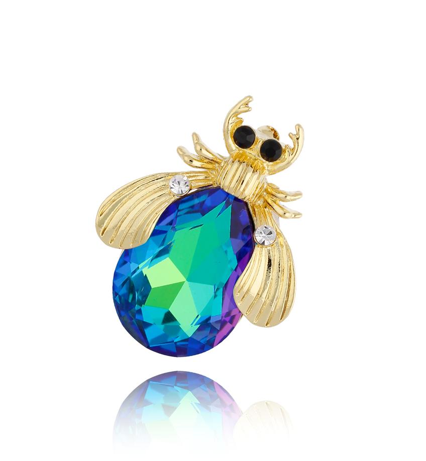 Broszka z niebieskim żuczkiem Midnight Blue Green BRMI0174