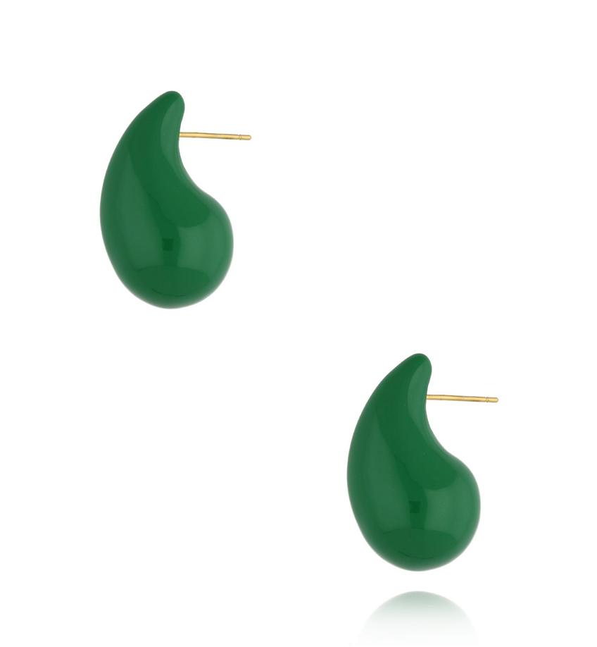 Kolczyki zielone łezki duże Enamel Kyile KSA1481