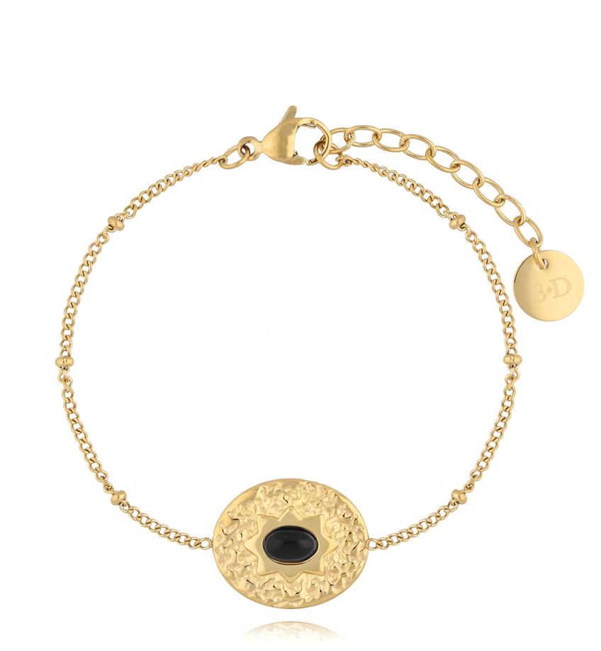 Bransoletka złota z czarnym agatem Dazzle BSA0507