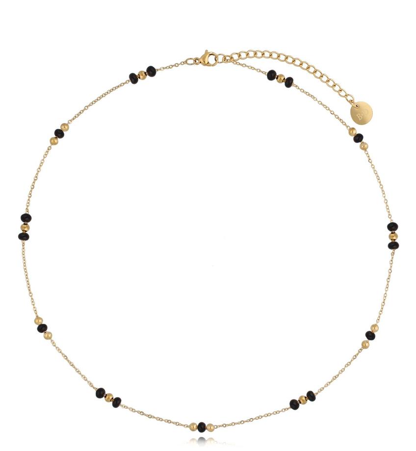 Naszyjnik z czarnymi kuleczkami emaliowanymi Enamel Balls NSA0517