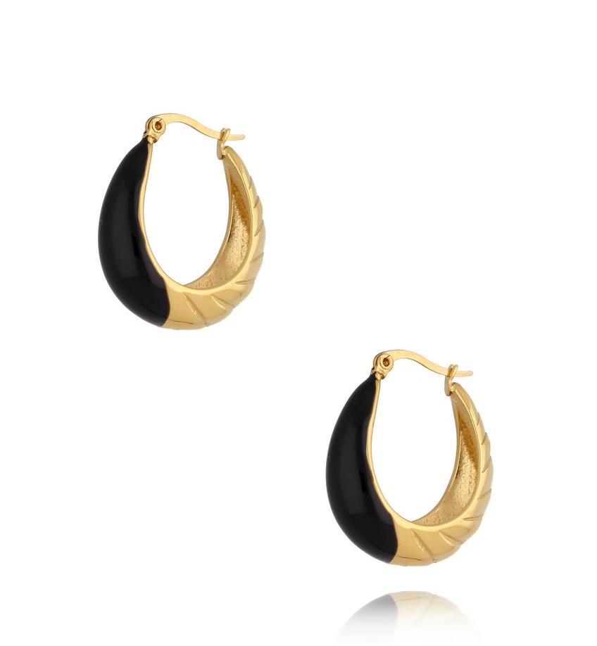 Kolczyki złote z czarną emalią Black Twist KSA0933
