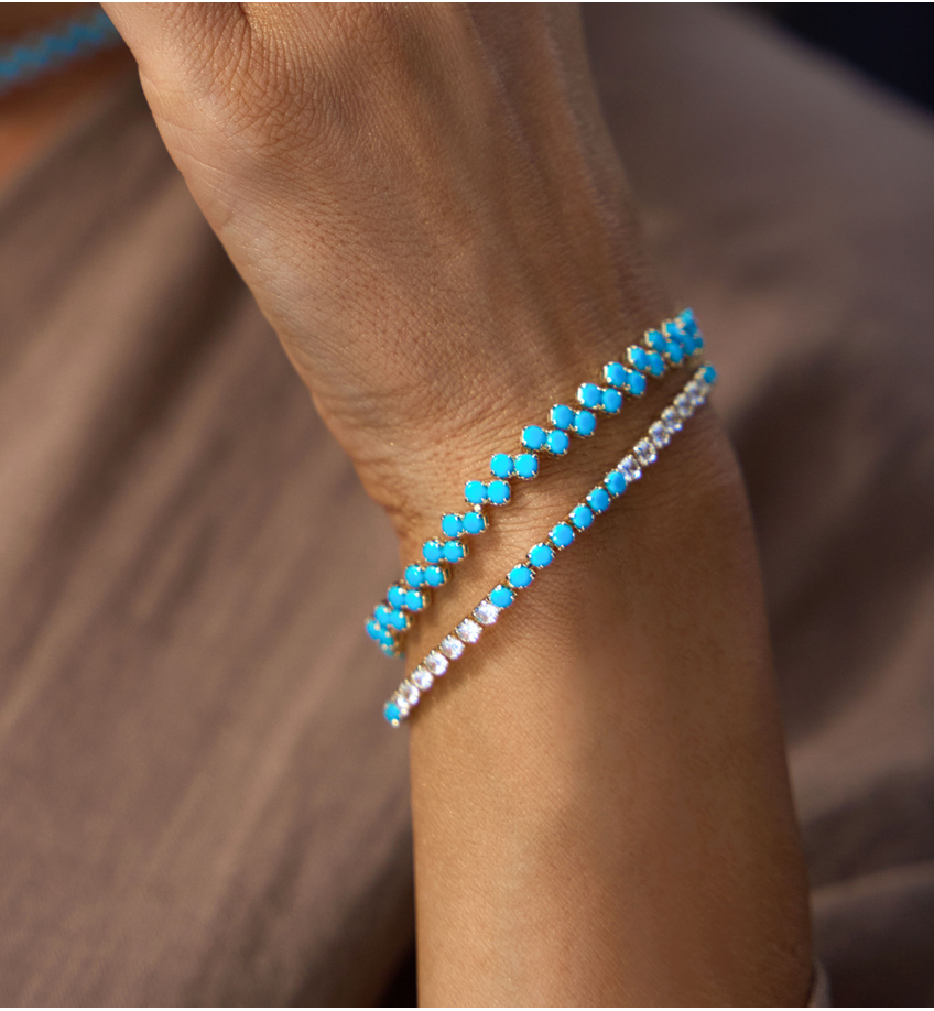 Bransoletka turkusowa z kryształkami Aqua Gem BSS0193