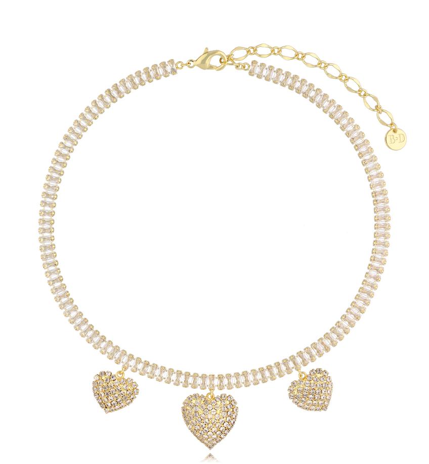 Choker z sercami i kryształkami Amour de Cristal NS0271