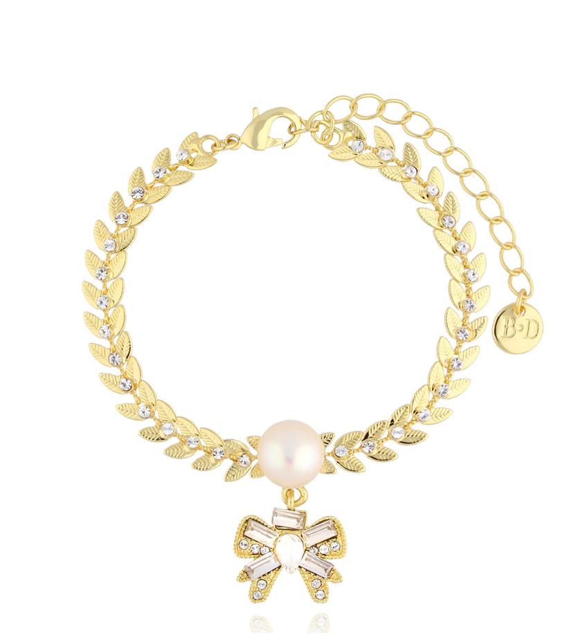 Bransoletka z kokardą i perłą Perle Blanche BSS0179