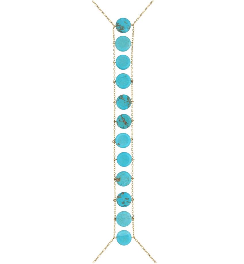 Naszyjnik na ciało z turkusami body chain Trinidad NSA0732