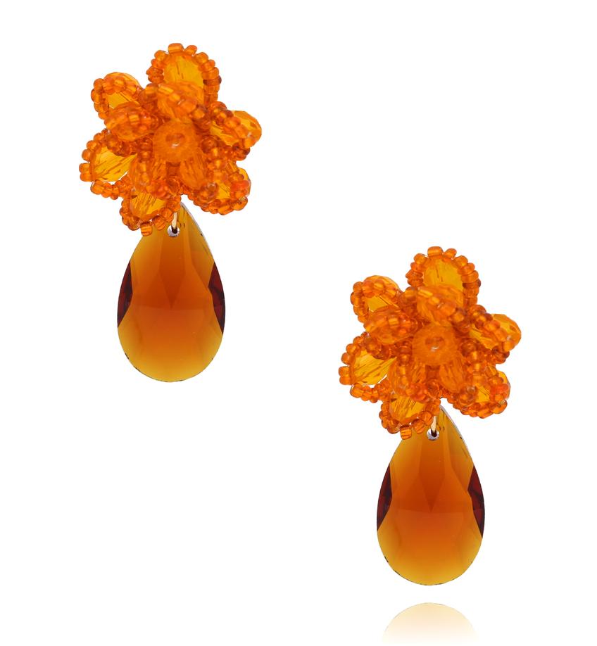 Kolczyki z pomarańczowymi kryształami Crystal Wonders KFF0296