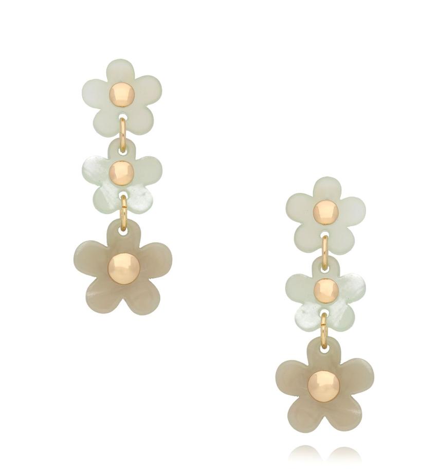 Kolczyki z kwiatkami zielone Fleurs colorées KZA0122