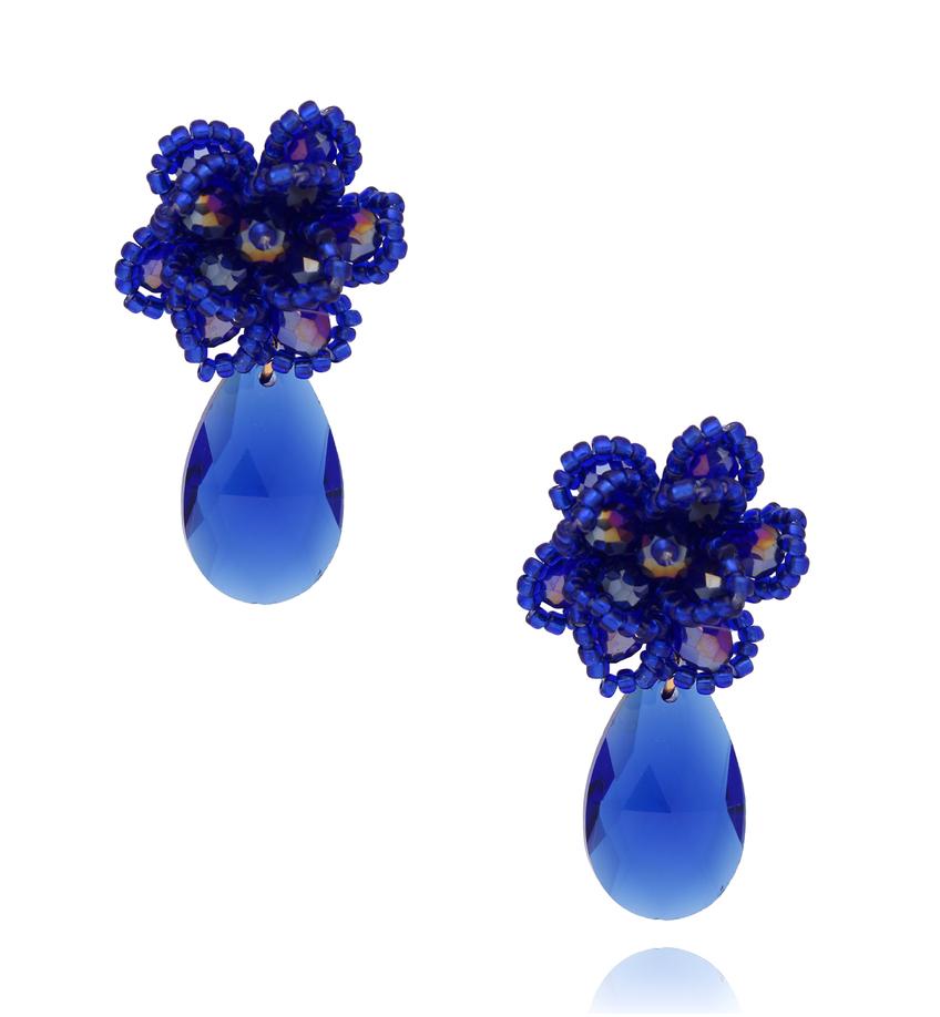 Kolczyki z granatowymi kryształami Crystal Wonders KFF0293