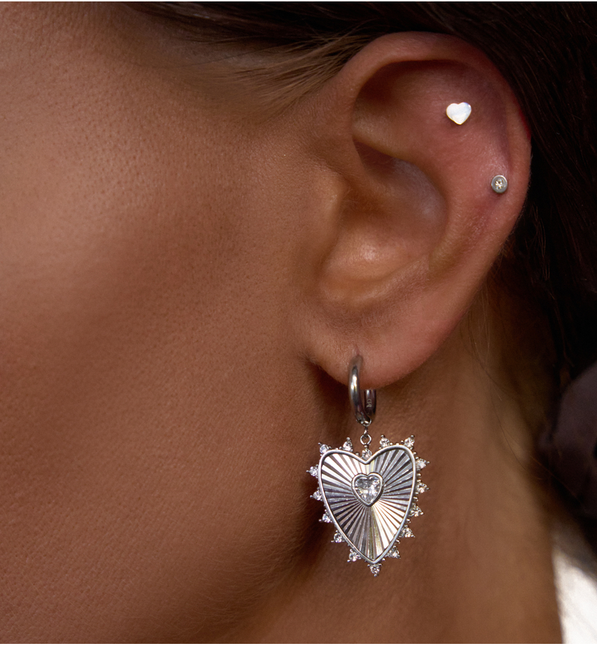 Kolczyk srebrny z sercem Piercing KSA0741