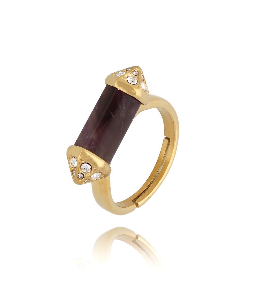 Pierścionek z ametystem i cyrkoniami Cristal Stone PLB0037