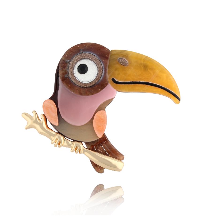 Broszka z kolorowymi tukanem Toucan BRZA0066