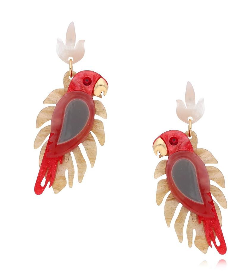Kolczyki z czerwonymi papugami Parrot KZA0091