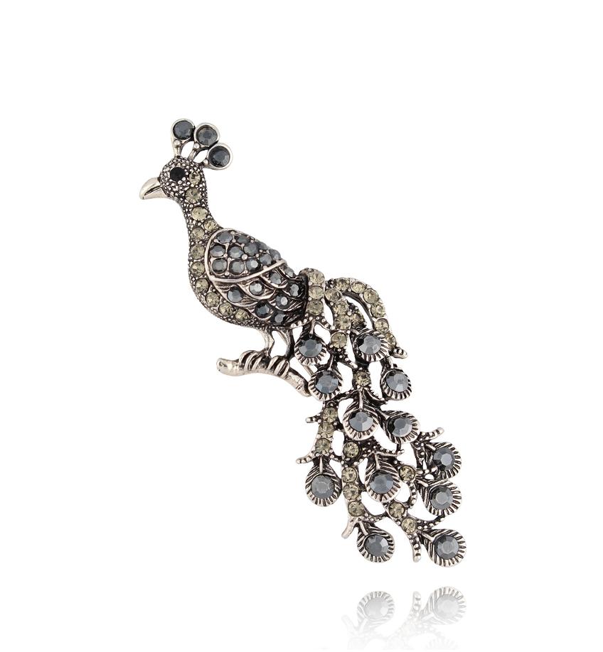 Broszka ze srebrnym pawiem Peacock BRSS0117