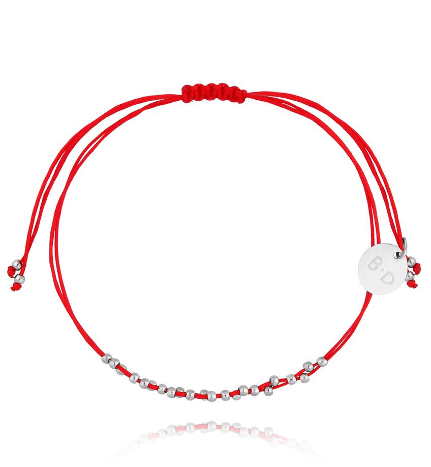 Bransoletka czerwono srebrna z kuleczkami Get Lucky BGL0895