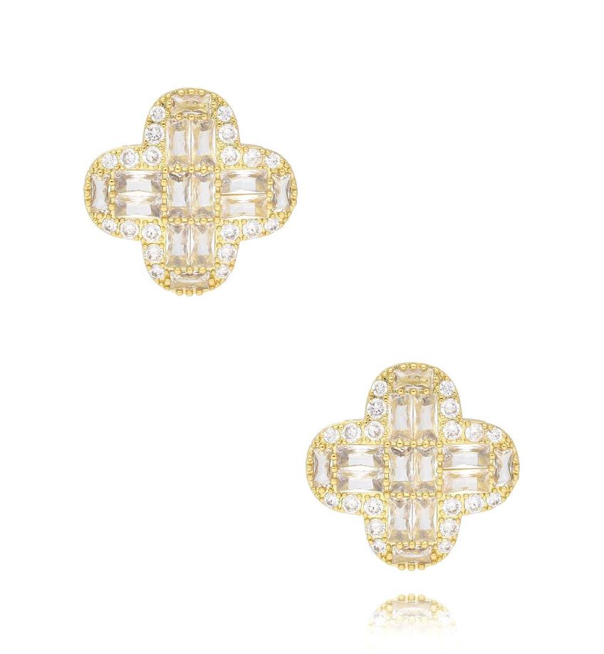 Kolczyki złote z kryształową koniczynką Cristal Clover KSS1757