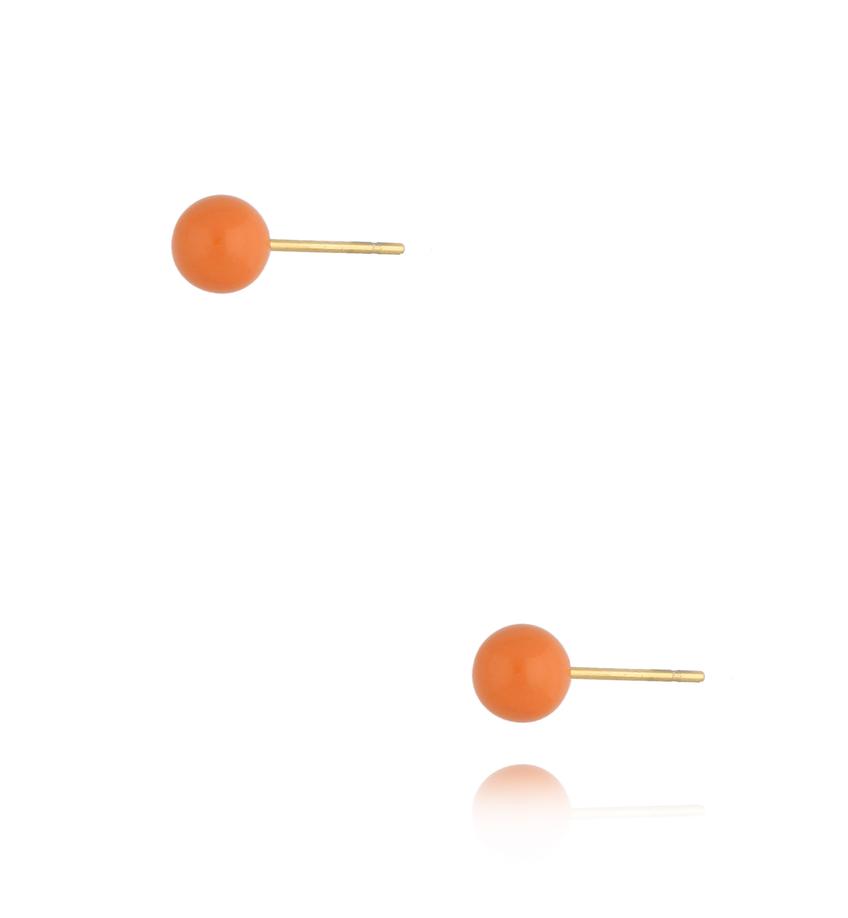 Kolczyki złote kulki z pomarańczową emalią 5 mm Enamel Balls KSA1445