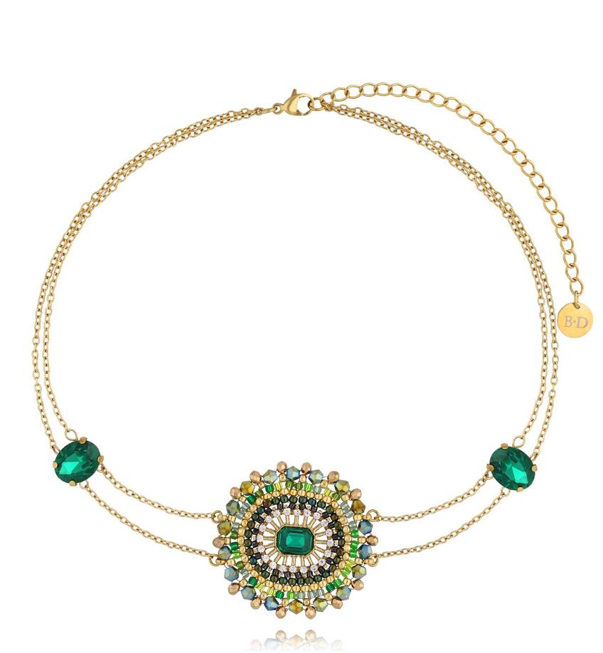 Choker zielony z kryształkami Tropical Vision NBI0029
