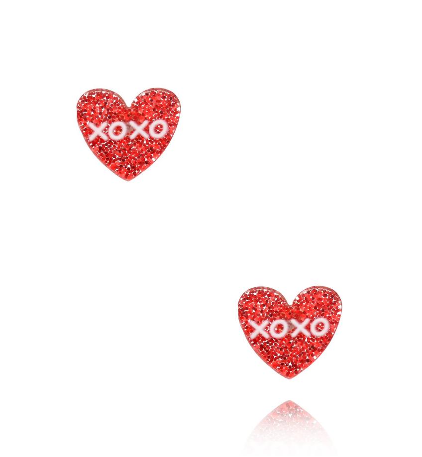 Kolczyki czerwone serduszka XOXO KZA0204