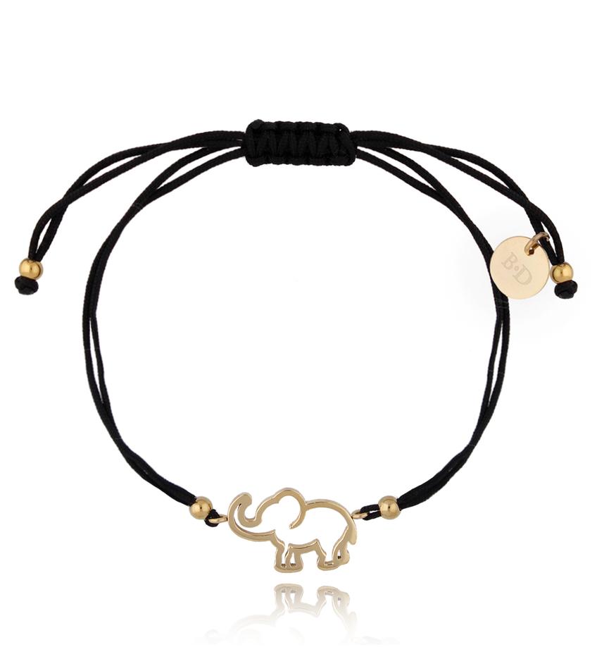 Bransoletka czarno-złota ze słoniem Elephant BGL0637