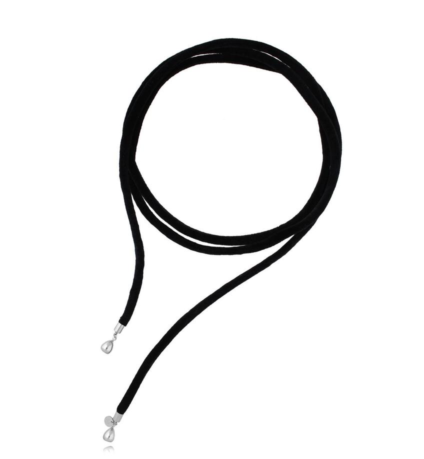 Naszyjnik z czarną tasiemką srebrny Black Ribbon NSA1009