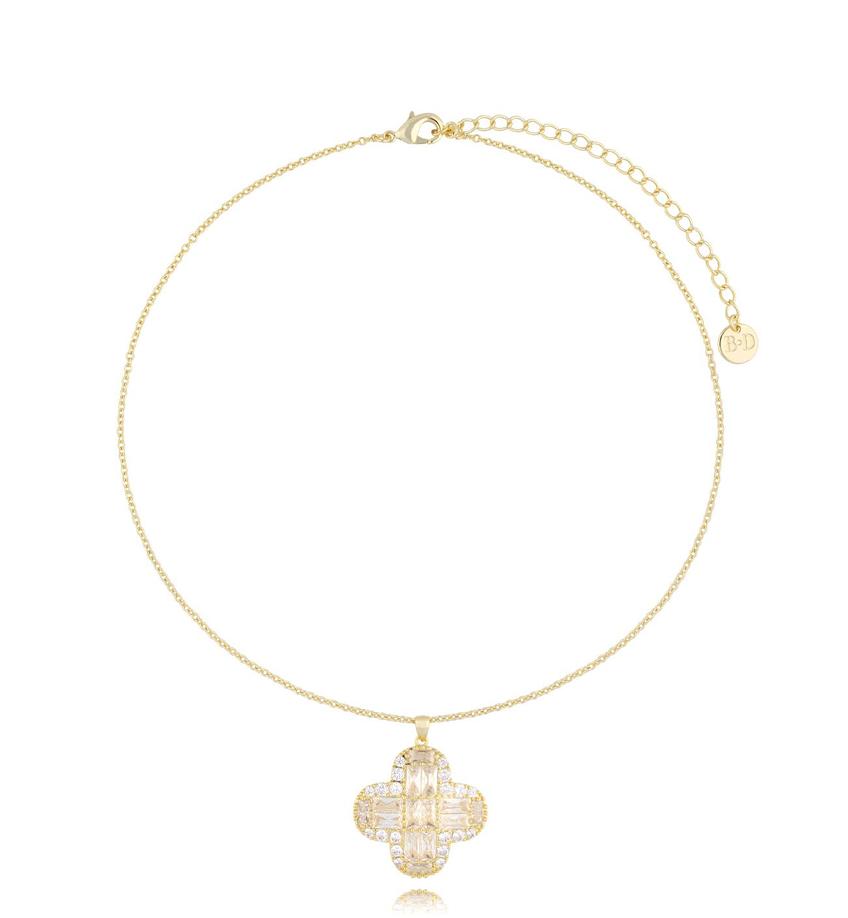 Naszyjnik złoty z kryształową koniczynką Cristal Clover NS0262