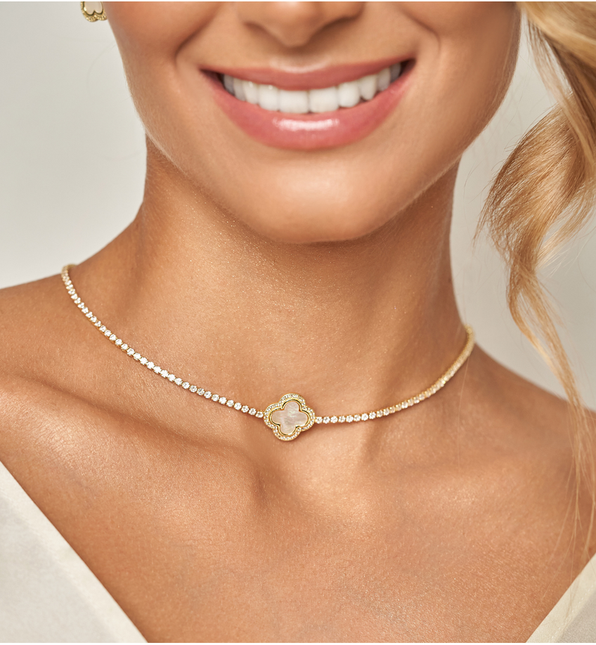Naszyjnik złoty z koniczynką Gold Clover NS0260
