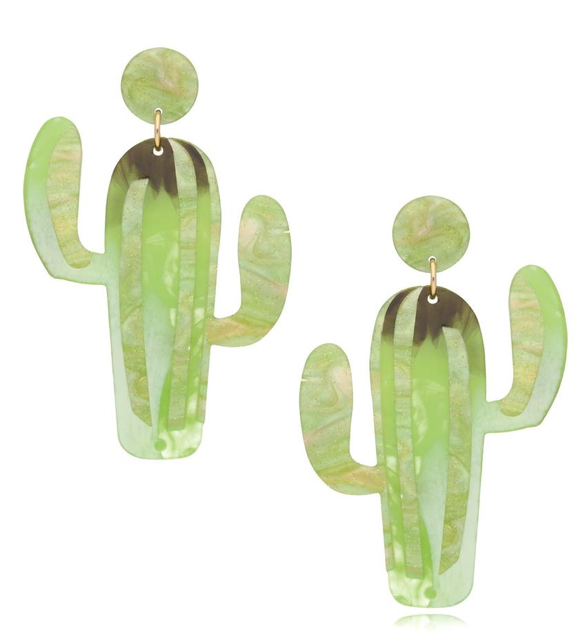 Kolczyki zielone z kaktusami Cactus KZA0078