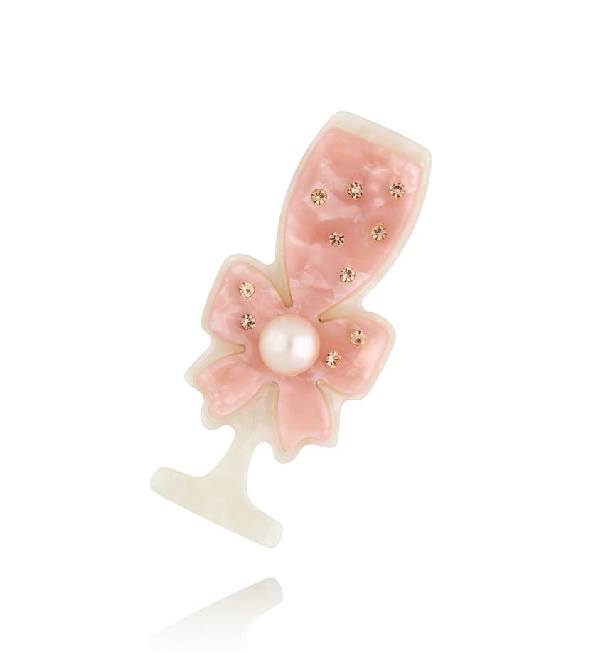 Broszka z różowym kieliszkiem i kokardką Glow Gift BRZA0040