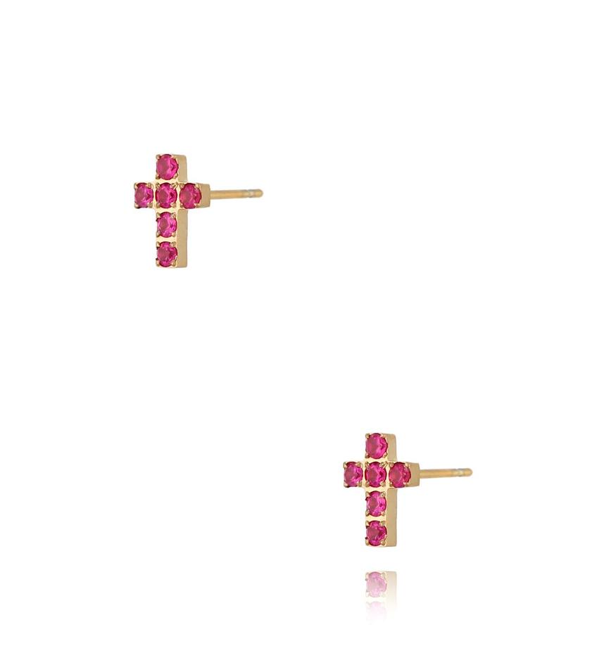Kolczyki złote krzyżyki z cyrkoniami Cristal Cross KSA0943